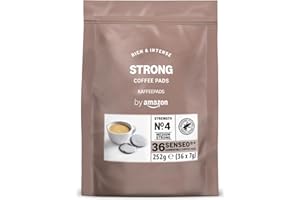 by Amazon Monodosis Intensas, Aptas para Cafeteras Senseo, 36 Unidades (1 Paquete de 36), Certificadas por Rainforest Alliance