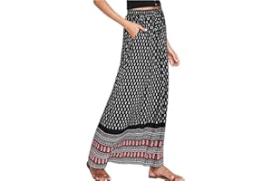 LAIYUTING Falda Larga Bohemia De Cintura Alta con Estampado De Leopardo De Verano para Mujer