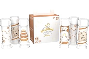 BUBBLE WORLD Dulcop - Wedding Terra - Bolle di Sapone Matrimonio 6 x 60 ml - Tubetti Bianchi con Soffiatore Integrato - Gadget Bomboniera Segnaposto Matrimonio - Made in Italy