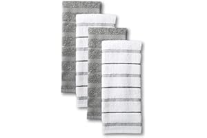 KitchenAid Albany Kitchen Towel Set 4-Pack 16"x26", Grey/White