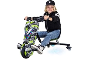 ‎ACTIONBIKES MOTORS Actionbikes Motors Kinder Elektro Driftscooter | 𝟐𝟓𝟎 Watt Motor - Drift Cart 360°- 3 Geschwindigkeitsstufen - LED-Beleuchtung - Sitz verstellbar - Bluetooth - Drift Kart - Drift Auto (Grün Polo)