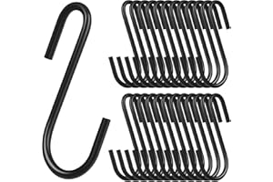 MIHURO 24 Stück S Haken Zum Einhängen Schwarz S Haken Schwarz, Mehrzweck Küchenhaken Kleine Aufhängehaken, Langlebige Haken Für Kleiderstange für Küche, Bad, Schlafzimmer und Büro