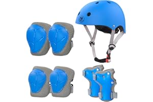 LANOVAGEAR Casco Infantil Set de Protección Casco 2-8 años Ajustable Rodilleras, Coderas y Muñequeras para Patinar Ciclismo Monopatín y Deportes Extremos
