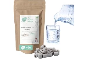Ma Maison Durable | X60 Perles de Céramique EM® Grises | Filtre Purificateur 100% naturel Eau du Robinet| Billes de filtration naturelle Chlore Calcaire| Pour Pichet Carafe Gourde Fontaine Bouilloire