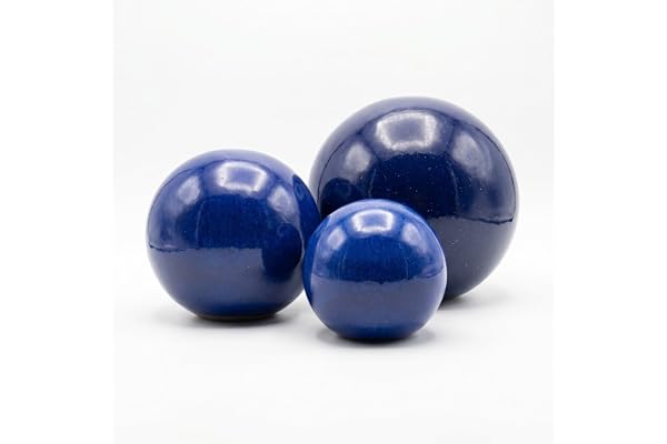 teramico Lot de 3 Boules décoratives émaillées – Bleu, Vert, Anthracite, Turquoise, Aqua, très Haute qualité, résistantes au Gel et aux intempéries – Grès (Lot de 3 12 cm, 16 cm et 20 cm, Bleu)