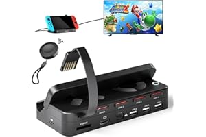 Alxum Switch Docking Station, Portable Switch Dock with Detectable Game Card Reader with Remote Control, Support 4K HDMI Output, RJ45 and 3 USB Ports, Compatible with Nintendo Switch/Switch OLED