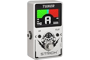 STRICH Pedal sintonizador de guitarra con pantalla grande a color, afinación cromática de precisión, 430-450Hz A4, True Bypass para guitarra eléctrica y bajo, Plata