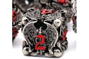 DND Würfel Set Dungeons and Dragons Würfel Set Metall Spielwürfel HNCCESG Hohle Engel D&D Würfel Polyedrische Würfelset für Pathfinder MTG RPG DND Dice Set W20 W12 W10 W8 W6 W4 (Engel Rot Nummer)
