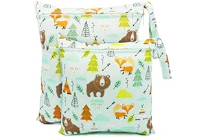 FenFang Bolsa de Pañales, 2 PCS Impermeable Reutilizable Lavable, Organizador de Maquillaje, Viajes, Playa, Piscina, Gym Con 2 Cremallera Para Mamá Bebé (Verde)