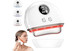 FTJKGH Appareil Gua Sha Électrique Visage, Massage Anti-Rides, 3 Modes EMS, Raffermissement Visage, Lifting, Double Menton, Appareil de Tonification Visage avec Lumière LED
