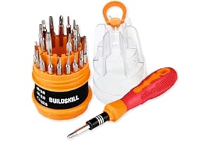 Buildskill 31-Pieces Precision Screwdriver Set, Strong Magnetic Handle, Shockproof Rubber Grip, Ideal Tool Kit for Home Use &
