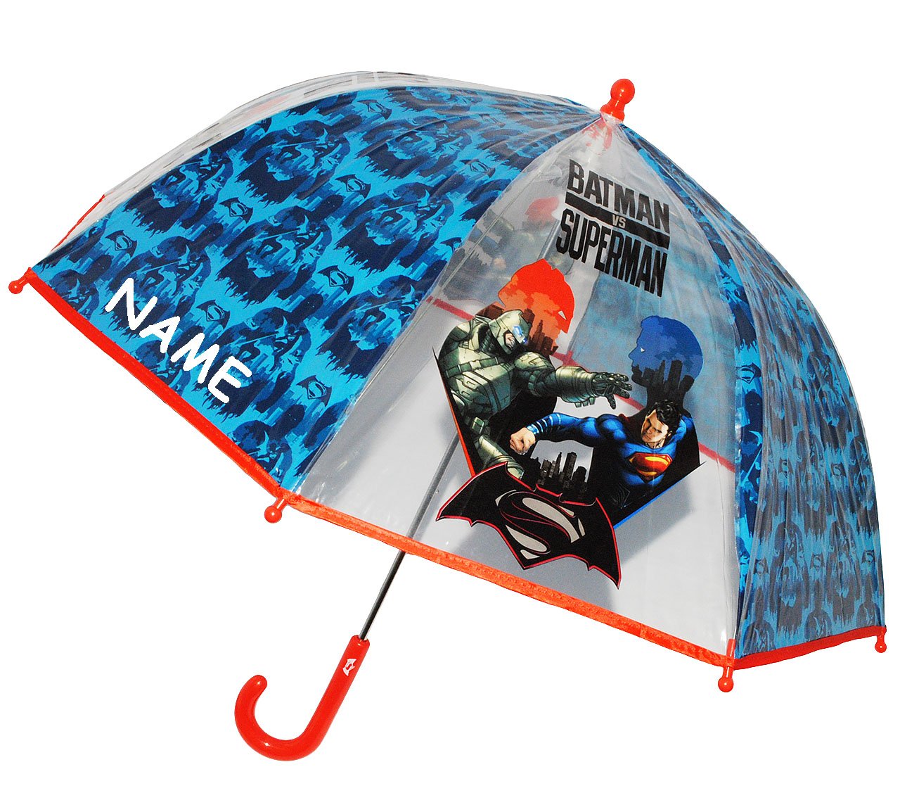 Unbekannt-Regenschirm-Batman-VS-Superman-incl-Name-Kinderschirm-transparent--74-cm-Kinder-Stockschirm-Schirm-Kinderregenschirm-Glockenschirm-fr-J