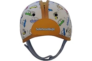 SafeheadBABY Award-Winning Soft Infant Head Protector for Crawling and Walking Expandable Lightweight Baby Safety Helmet 7–24 Months (Head Circ. 40–52 cm) – Cars Orange