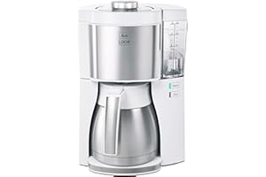 Melitta Look V Therm Perfection 1025-15, Cafetera de Goteo, Jarra Térmica, Protección Antical, Depósito Extraíble, 1,25 Litros, Blanco