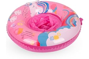 YAAVAAW Inflatable Baby Swimming Float, Baby Pool Float for 6-36 Months Baby Girl with Seat, Inflatable Baby Float Swimming Ring for Infant Toddler Kids 1-3 Years (Unicorn)