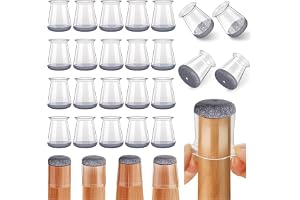 Stolbenskydd,24 Stycken Stolbenskydd Silikon Transparent med Filt,Filtglidare för Stolar,Skyddslock för Stolben för Trägolv(P