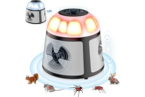 BUBBACARE Ultrason Souris et Rats 360°, 4 Modes Répulsif Souris avec Lumière Clignotante, 600 M² Répulsifs Anti-Taupes Anti Souris Plug in, Extérieur Intérieur pour Rongeurs, Araignées, Cafards, Mites