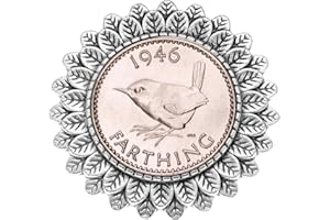 GENERIC Milestone Year 80th Birthday Brooch Farthing, Vintage 1946, Coin Jewellery Gift, Elegant Keepsake for Her Celebrating a Lifetime of Memories