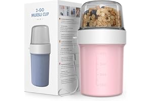 JIM'S STORE Taza para Cereales para Llevar sin BPA Vaso Portayogurt Práctico Apto para Fruta Yogur Nuez