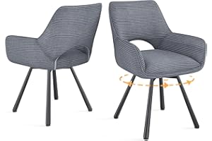 ‎WAFTING WAFTING Esszimmerstühle Drehbar 360°,Armlehnstuhl mit Metallbeinen,geeignet als Stühle Esszimmer,Samt Stuhl,Küchenstühle,Wohnzimmerstuhl,Polsterstuhl mit Samtigem Gefühl,Stühle 2er Set,Grau