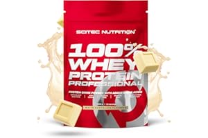 ‎SCITEC NUTRITION Scitec Nutrition 100% Whey Protein Professional - Wzbogacony o dodatkowe aminokwasy i enzymy trawienne - Bezglutenowy - Bez oleju palmowego, 1000 g, Biała czekolada