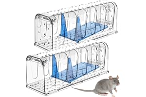 LROCOTANC Zestaw 2 pułapek na myszy – humanitarne pułapki żywołowne, wielokrotnego użytku, przyjazne dla zwierząt, higieniczne i łatwe w obsłudze – idealne do domu, kuchni i ogrodu, kolor: beżowy