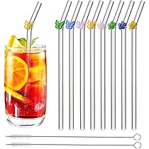 Lot De 6 Pailles En Verre Réutilisables Avec 2 Brosses De