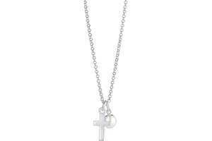 Molly Brown London My First Pearl Communion Cross Adjustable Necklace for Girls. Ideal for Christening, Holy Communion, Birthday Gifts