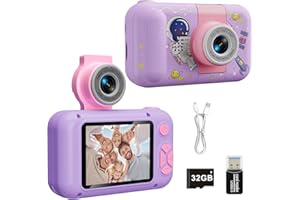 ARNSSIEN Appareil Photo pour Enfants de 3 à 12 Ans, Appareil Photo numérique pour Tout-Petits, Cadeaux de Noël et d'anniversaire pour Enfants, Caméra vidéo Selfie pour Enfants avec Carte TF de 32 Go
