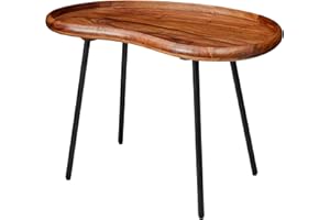 FineBuy kawowy FineBuy Sheesham Lite drewno/Metalowy styl przemysłowy Stolik | Stolik do salonu Elegant Small | Projektant tabeli End