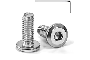 Tunejoy Vis à Tête Plate M6 x 16 mm Vis à Six Pans Creux en Acier Inoxydable A2 V2A Boulons de Meubles Hexagonale avec Clé Allen Filetage Complet 20 Pièces