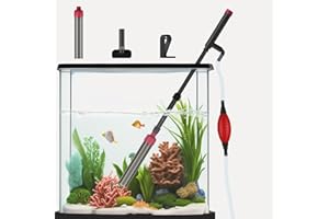 Suness Aquarium Gravel Cleaner, Fish Tank Gravel Cleaner 3 in 1 Manual Siphon Vacuum Cleaner Kit for Quick Water Change Cleaning Sand, Adjustable Length