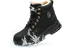 NACKINg Sicherheitsschuhe Herren Damen Arbeitsschuhe Wasserdicht Sicherheitsstiefel Winter Warm Gefüttert Schutzschuhe mit Stahlkappe