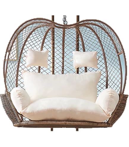 Panier Suspendu Jardin Terrasse Fauteuil Suspendu Torn 2 Places - Rembourré Gris - Cadre Acier Et Rotin Synthétique - 132x200 Cm Fauteuil Suspendu Mirjan24 Torn 2 Places