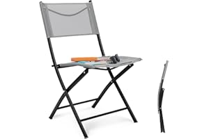 Homecall Silla Plegable de jardín, Textil, Gris Claro