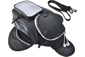 QIYUANT Sacoche Reservoir Magnetique Moto, avec Fenêtre de Navigation Transparente Petite Pochette de Réservoir Accessoires Moto Universel Sac de Rangement avec Bandoulière Noir