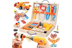 Vanplay Jouet Enfant 3 Ans Boîte à Outils Enfant en Bois - Jouet Montessori avec 39 Pièces, Éducatif pour Enfants 3 4 Ans, Cadeau Garçon Fille, Outils Bricolage et Parcours Motricité Bébé