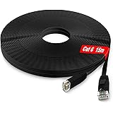 15m Ethernet Cable (20 cable clips) - GLCON Cat6 High Speed 1000Mbps Flat Internet Cable Compatible with Cat.5e Cat.6 RJ45 Et