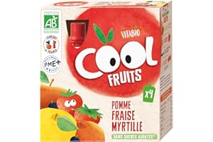 Vitabio Cool - Gourdes Fruits Pomme Fraise Myrtille 4x90 g - Compote - BIO