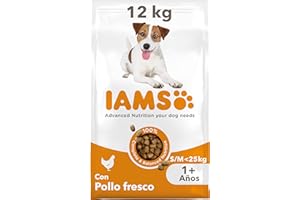 IAMS Alimento seco para perros de razas pequeñas y medianas con pollo fresco, comida seca para perros adultos de más de 1 año, 12 kg