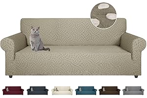 CHELZEN Latest Water Repellent Sofa Covers 3 Seater Super Stretch Couch Cover for Dogs Pets Non-Slip Sofa Slipcover Furniture Protector for Living Room (Khaki, 3 Seater)