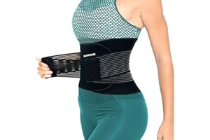 SURPOWN Rückenstützgürtel, Atmungsaktive Rückenbandage Lendengurt für Herren und Damen, Rückengurt zur Linderung von Rückenschmerzen, Vorbeugung von Verletzungen für Arbeit und Sports, Schwarz M