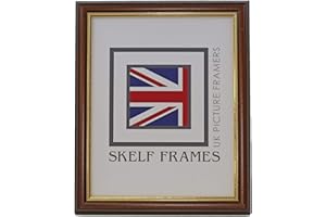 Skelf Frames 10.75 x 9 Inches Picture Photo Frame in Dark Wood with Gold Inlay Solid Wood with Glass Hand made in Yorkshire (Multiple Sizes)