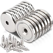 Magneti Neodimio 25x7mm Forza 20kg - 8 Pezzi Con Foro E Base In Acciaio MAGXCENE