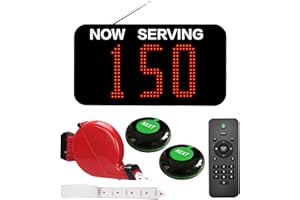 CYSSJF Pantalla Su Turno Digital | Gestión de Turnos:000-999/000-099/A00-E99 | Kit Completo:Pantalla+ Dispensador de Números+1 Rollo Tickets+2 Pulsadores de Llamada+Mando | Para Tiendas/Clínicas/Supermercado