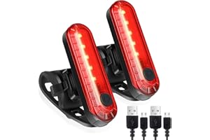 Defurhome LED Rear Bike Tail Light 2 Pack, Ultra Bright USB Rechargeable Bicycle Taillights, Waterproof Bike Back Light for Cycling Helmet Safety Warning Strobe, 4 Light Mode Options