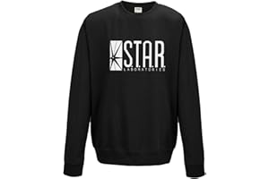 AMBRAT Men's Adult Black Themed Sweatshirt - The Flash S.T.A.R. Labs Jumper Top - One Size (UK)