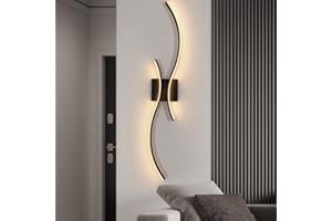 ‎COMELY Comely LED Wandleuchte Innen Moderne, 27 W Kreative Lange Linie Wandlampe, Warmweiß Wandbeleuchteung für Wohnzimmer Schlafzimmer Flur, Schwarz, 80 CM
