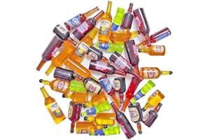 Borsgye 40 PCS Miniature Beer Bottles Mini Resin Wine Drinks Glass Model Mixed Wine Resin Sets Simulation Instant Pretend Model Scene Resin Charms for Handcraft Scrapbook Phone Case Decor - Random 4