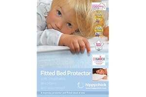 Hippychick Cotton Fitted Mattress Protector, 100 Percent Waterproof, Anti Allergy, Machine Washable, 100 Percent Pure Brushed Cotton, White, 90 x 190 cm, Fits Single Bed